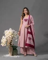 K 1207 By Naisha Roman Embroidery Kurti With Bottom Dupatta 